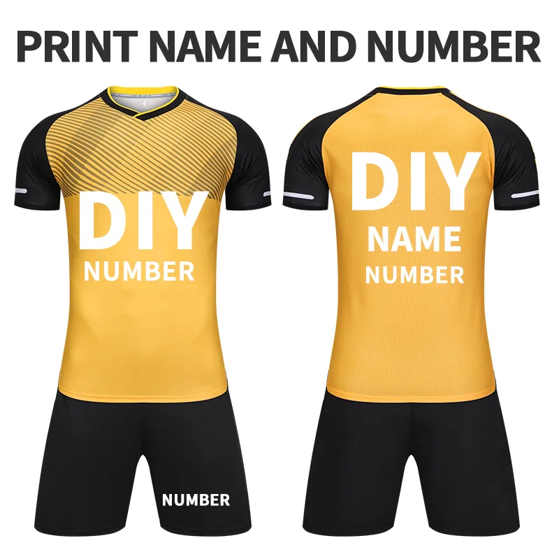 yellow DIY Футбольные майки для мужчин, профессиональная Джерси США, Футбольная Спортивная одежда на заказ, тренировочная форма, спортивный костюм, быстросохнущие шорты, футболки, набор - Цвет: yellow DIY