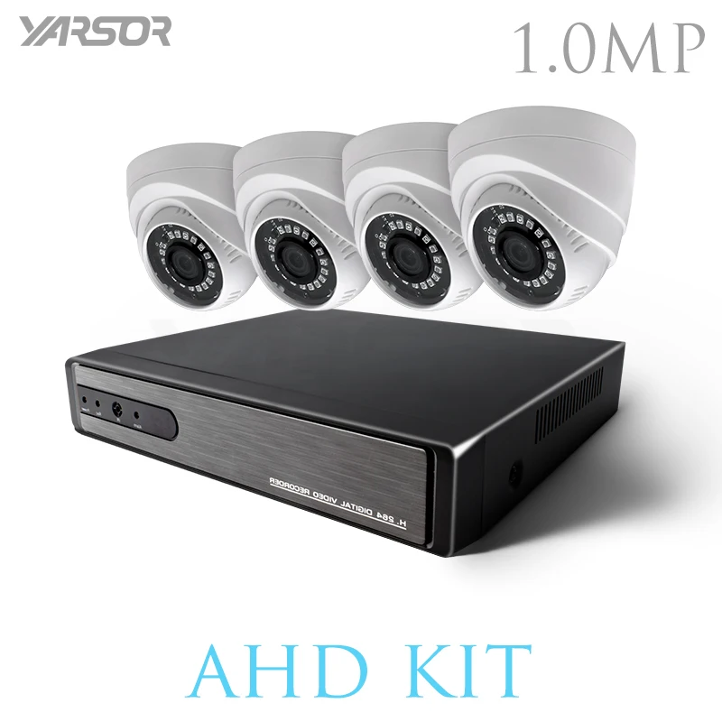 AKT1004TQ CCTV 4 канала AHD H.264 Hybrid DVR видеонаблюдения Системы 720 P купольная камера