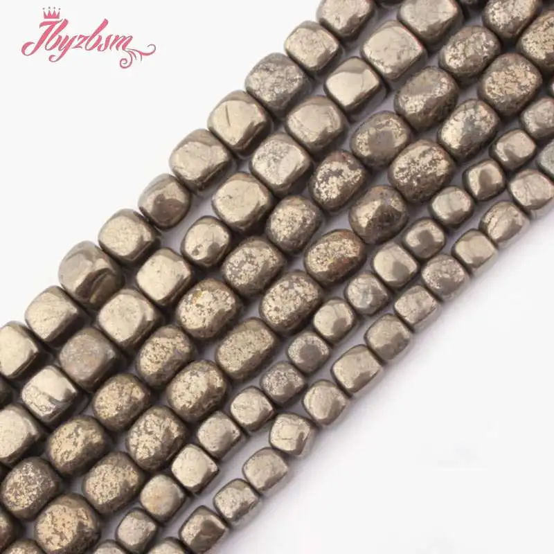 Прямоугольные пиритовые бусины 6 7 8 мм из натурального камня для