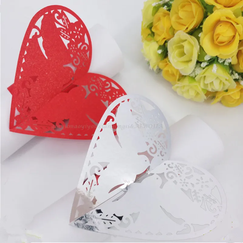100 шт. бумажные кольца для салфеток в форме сердца | Дом и сад