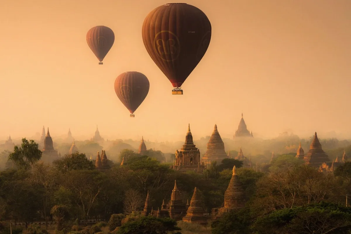 Тканевый постер с рисунком на заказ Bagan старинная столица Мьянмы языческие храмы
