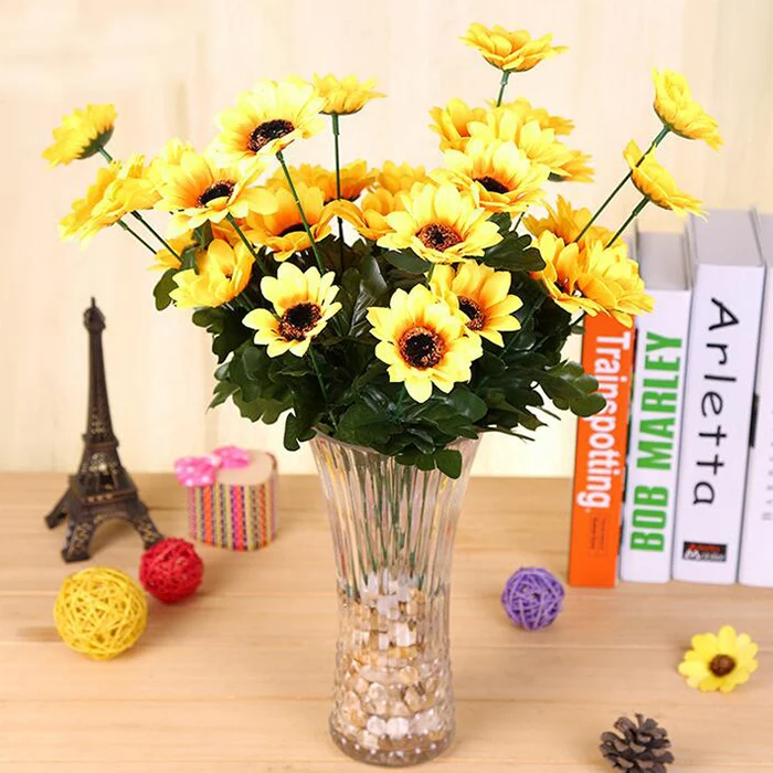 7 головок 1 букет Подсолнух искусственный поси цветок шелковые цветы фантомное