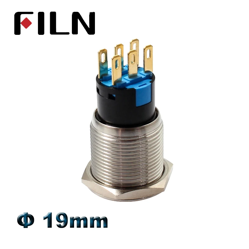 Металлический 2-позиционный 3-позиционный кнопочный переключатель 19 мм