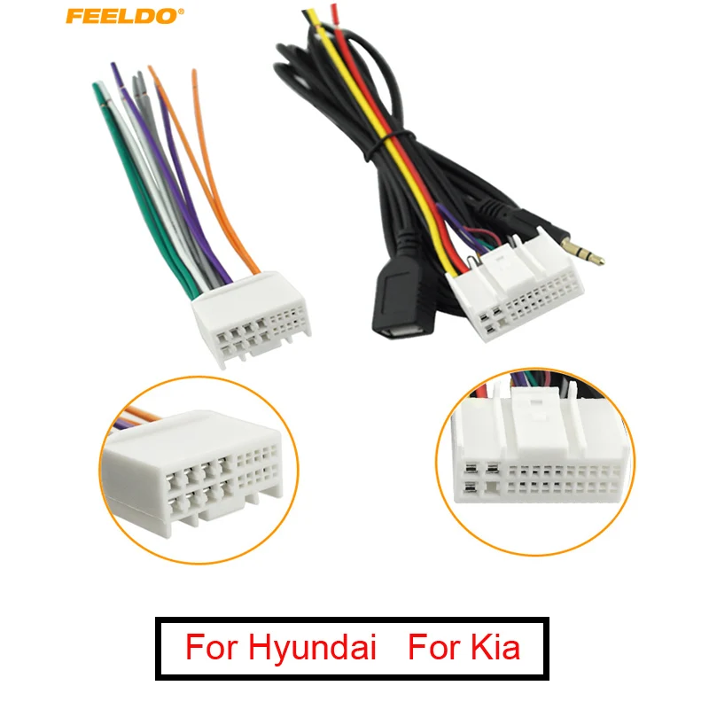 Автомобильный аудиоадаптер FEELDO CD жгут проводов с USB/AUX разъемом для Kia K2/K5/Sportage R