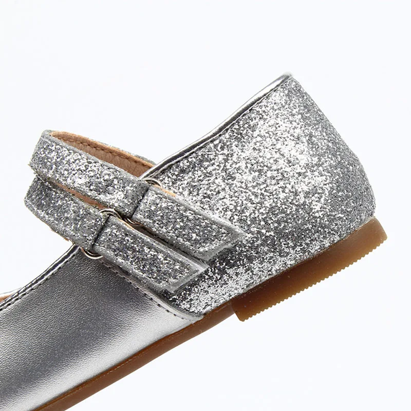 Ботинки детские кожаные на плоской резиновой подошве Размеры 26 30|silver shoes kids|shoes girl