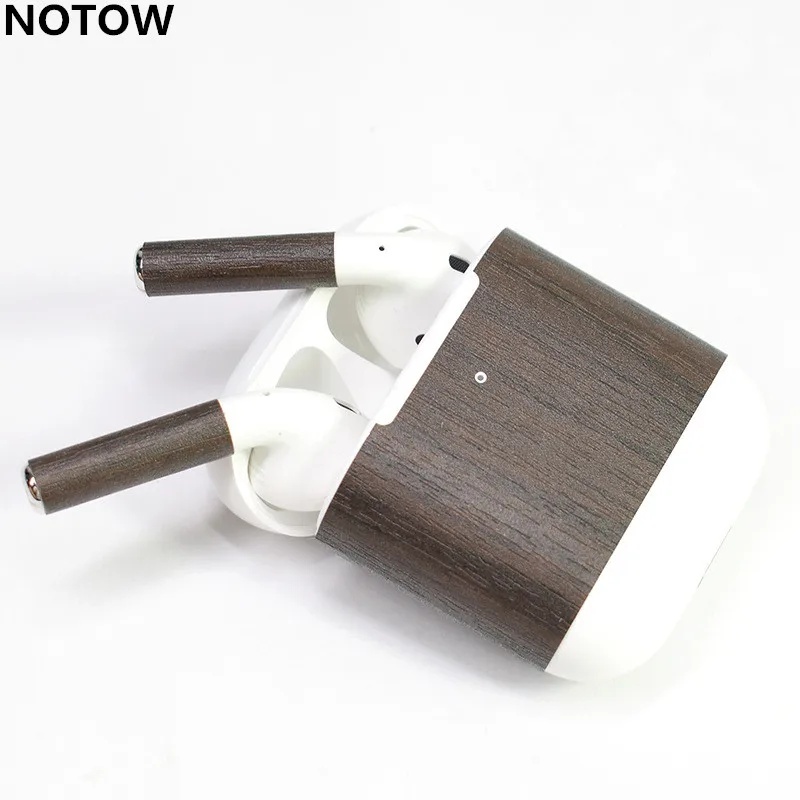 Беспроводная Bluetooth-гарнитура NOTOW для Airpods 2 3D роскошные деревянные наклейки кожи