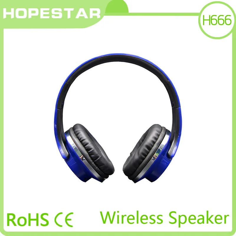 blue HOPESTAR bluetooth наушники 2 в 1 динамик наушники с микрофоном Складной FM радио музыка MP3 MP4 плеер - Цвет: blue