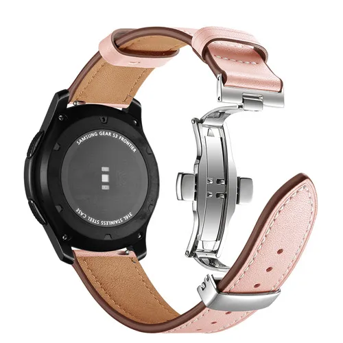 Silver buckle pink Кожаный ремешок OSRUI для samsung gear S3 Frontier/Classic Galaxy 46 мм ремешок с пряжкой-бабочкой 22 мм ремешок для замены запястья - Цвет ремешка: Silver buckle pink