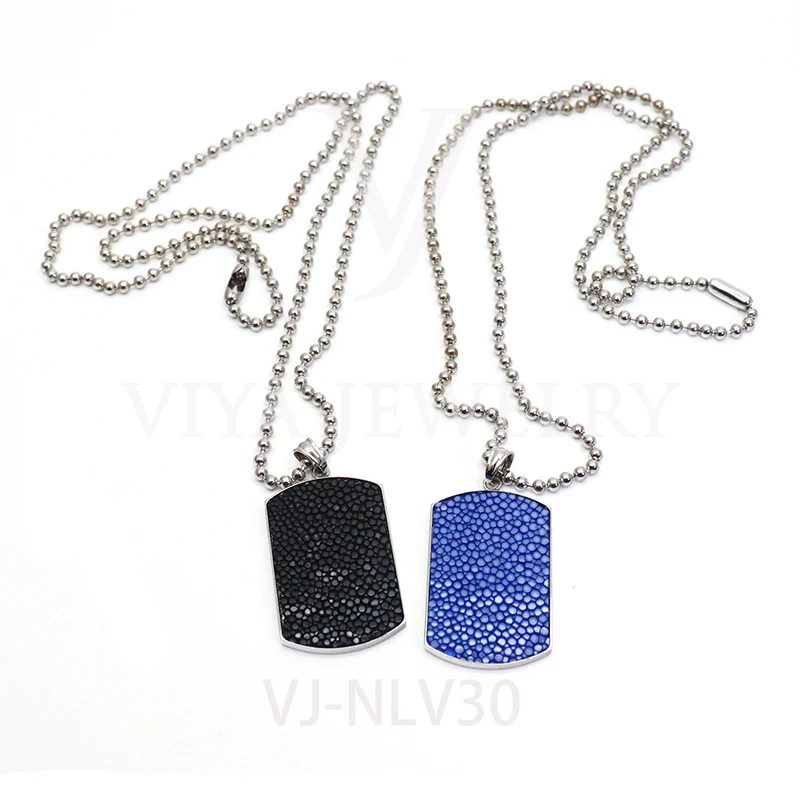 Натуральная кожа ската Dog Tag Ожерелье для мужчин ювелирное изделие с простым дизайном Цепочки и ожерелья индивидуальные роскошные бойфренд муж подарок для папы