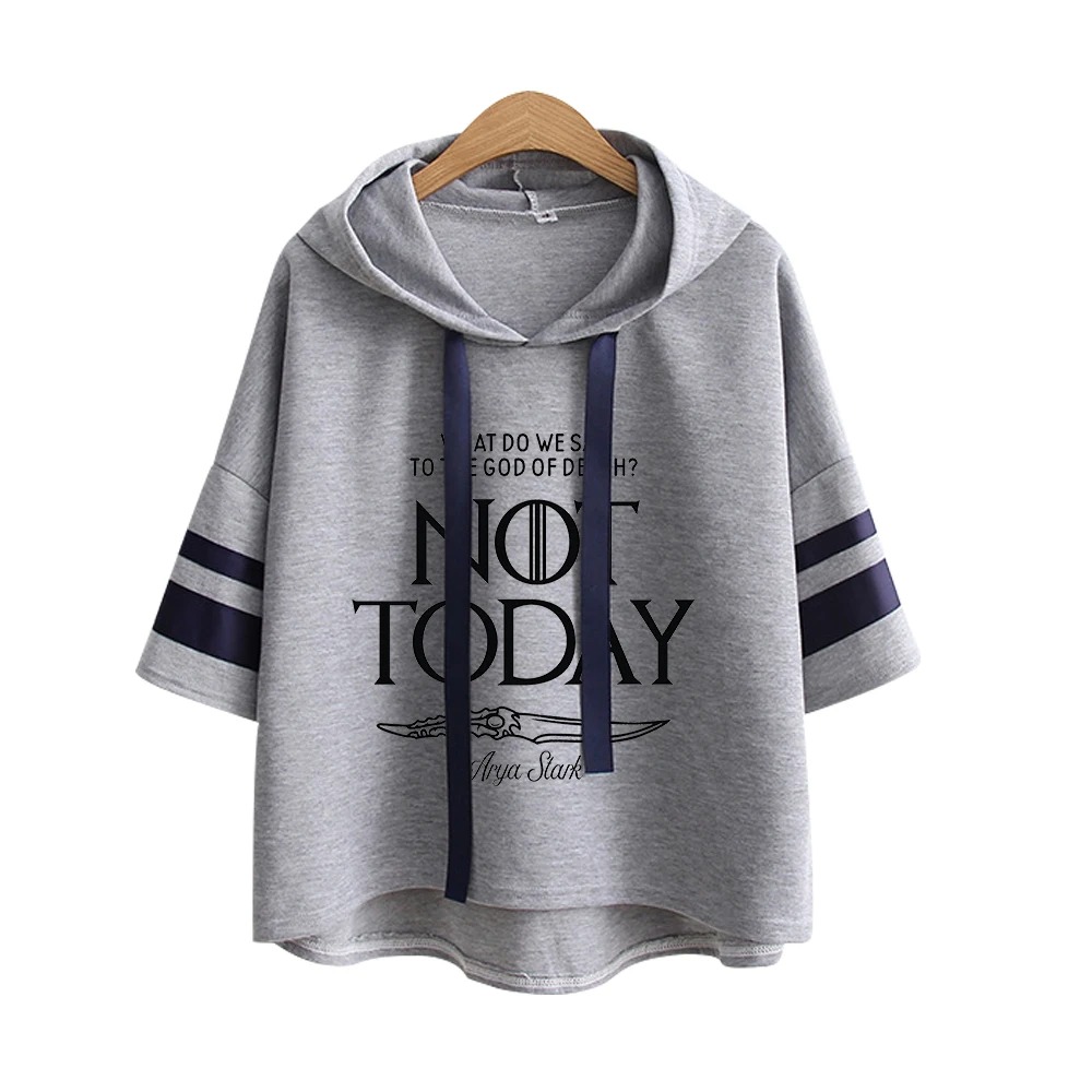 Not Today Fashion Printed Three Quarter Hooded Tshirts Women Summer Short Sleeve T-shirt 2019 Hot Sale Casual Streetwear Clothes | Женская