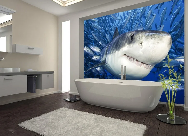 Лидер продаж 3D ПВХ напольная настенная наклейка большая s Deep Sea Shark роспись