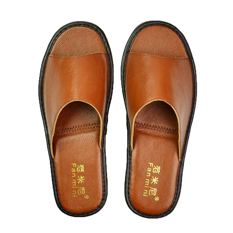 Spring Summer Leather Slippers Home Genuine Sandals And Indoor Non-Slip Residence Inn Floor Tendon PU | Обувь
