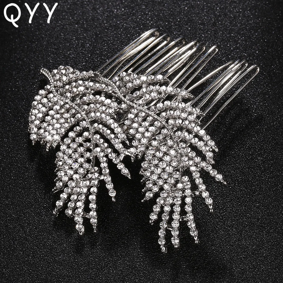 

QYY Classic Flower Crystal Hair Combs Clips Wedding Hair Accessories Bridal Headpieces Jewelry Hair Fork for Women Hairstyle