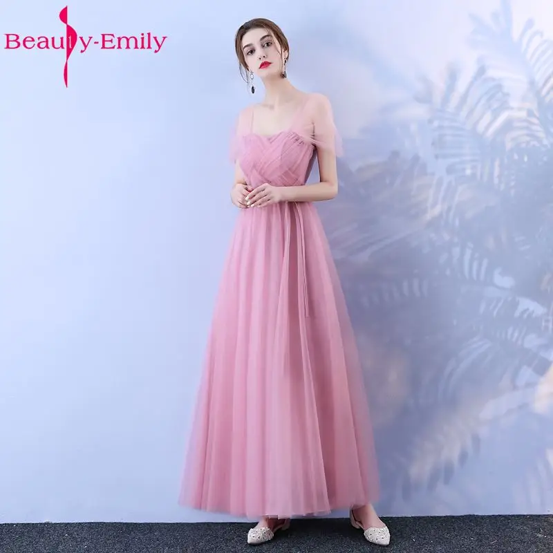 Женское длинное платье подружки невесты Beauty Emily розовое ТРАПЕЦИЕВИДНОЕ вечерние