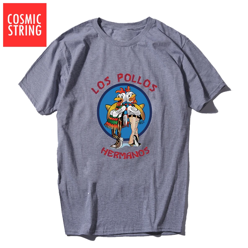 BLO0111AT-DG COSMIC STRING/Мужская модная футболка с надписью «Breaking Bad», LOS POLLOS Hermanos, футболка с короткими рукавами с изображением братьев куриц, хипстерские Топы - Цвет: BLO0111AT-DG