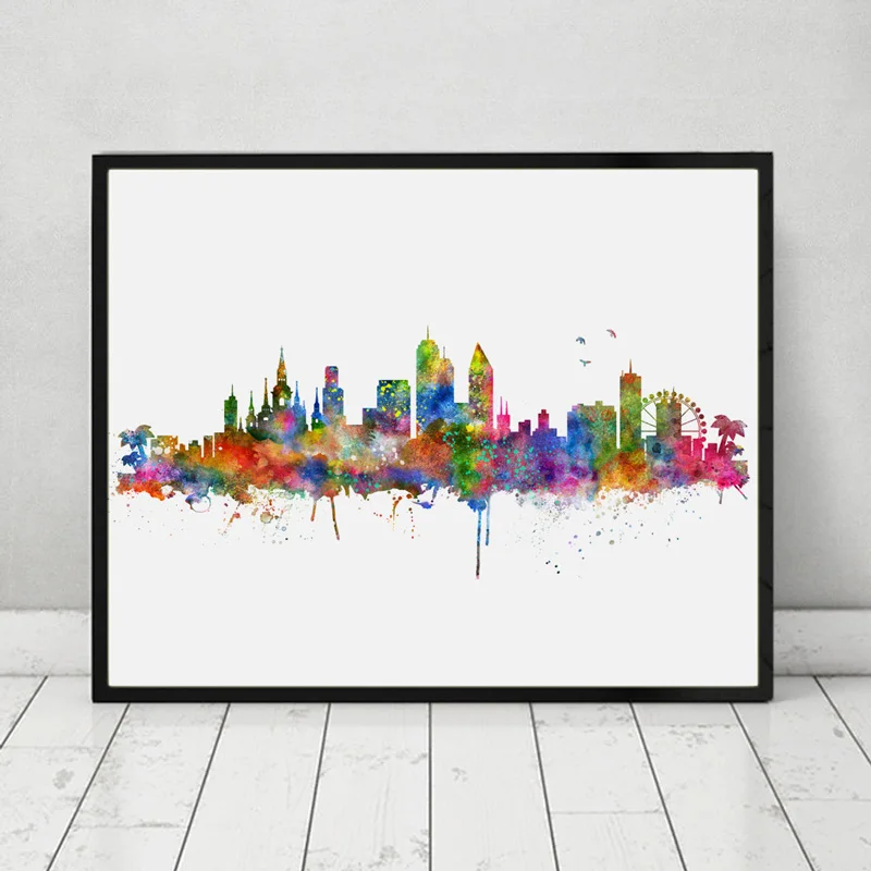 Настенный Декор Orlando с акварельным принтом изящная художественная бумага Skyline City