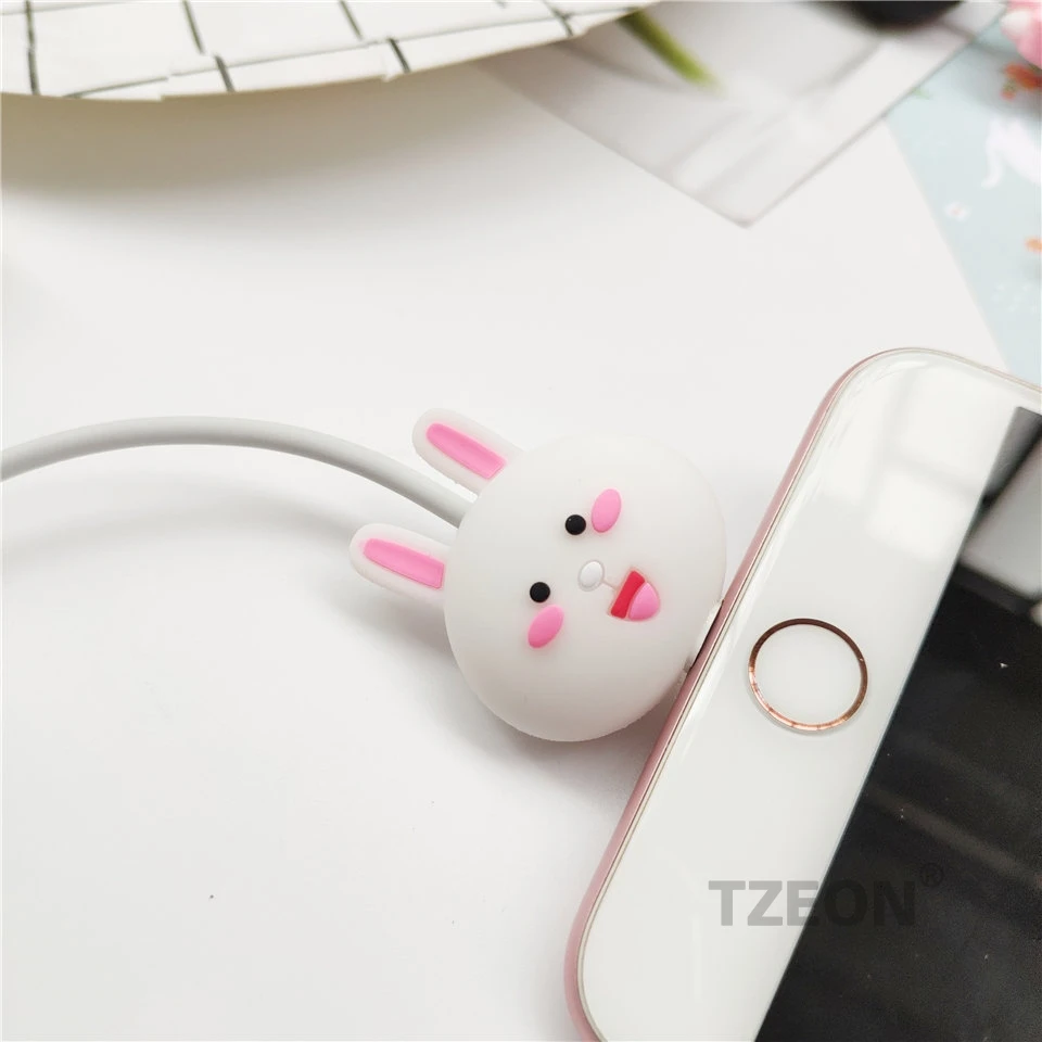 Cony Животные кабель протектор милые аниме из мультфильмов для Iphone освещение Macbook samsung type C Micro USB кабель силиконовая линия протектор - Цвет: Cony