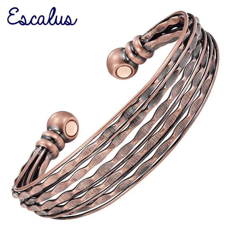 

Escalus Powerful Copper Vintage Women Bangle Magnetic Bracelet Bio Anitque Copper Color Men Bangles Jewelry Gift Wristband Charm