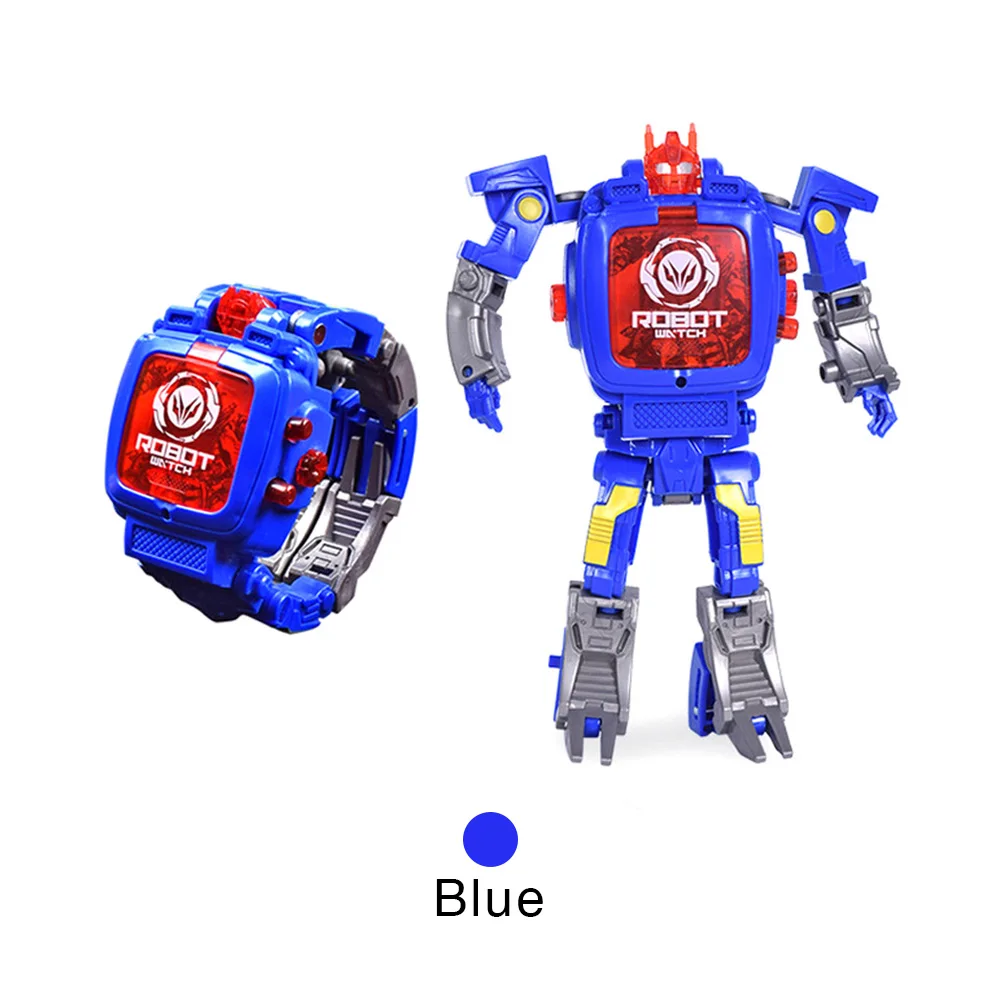 No ProjectionBlue Enjoybay мультфильм трансформации робот наручные часы игрушка робот-трансформер экшн-модель Фигурка дети электронные проекционные часы игрушка - Цвет: No ProjectionBlue