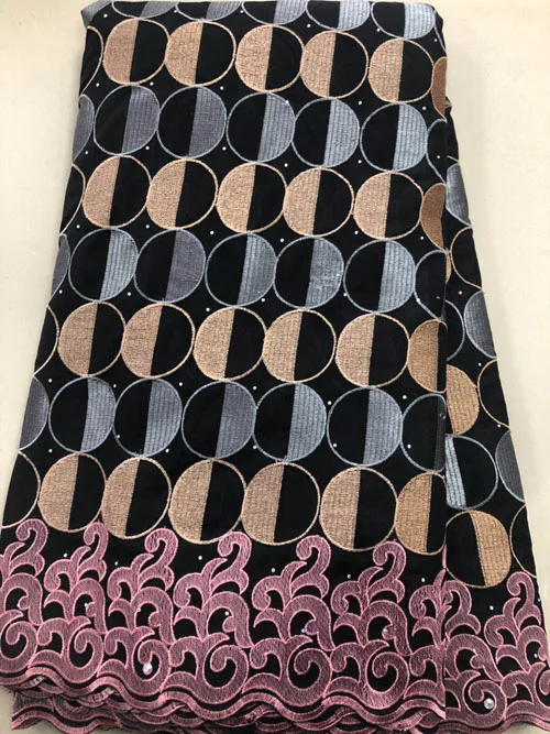 NLL3869 Новые поступления Африканская Хлопковая кружевная ткань с камнями для