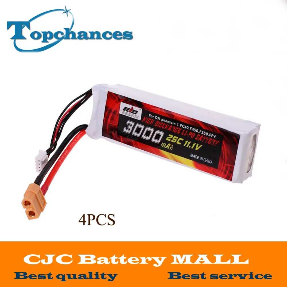 4 шт. высококачественный литий полимерный аккумулятор 3000 мАч 11 1 В 25C XT60 разъем для