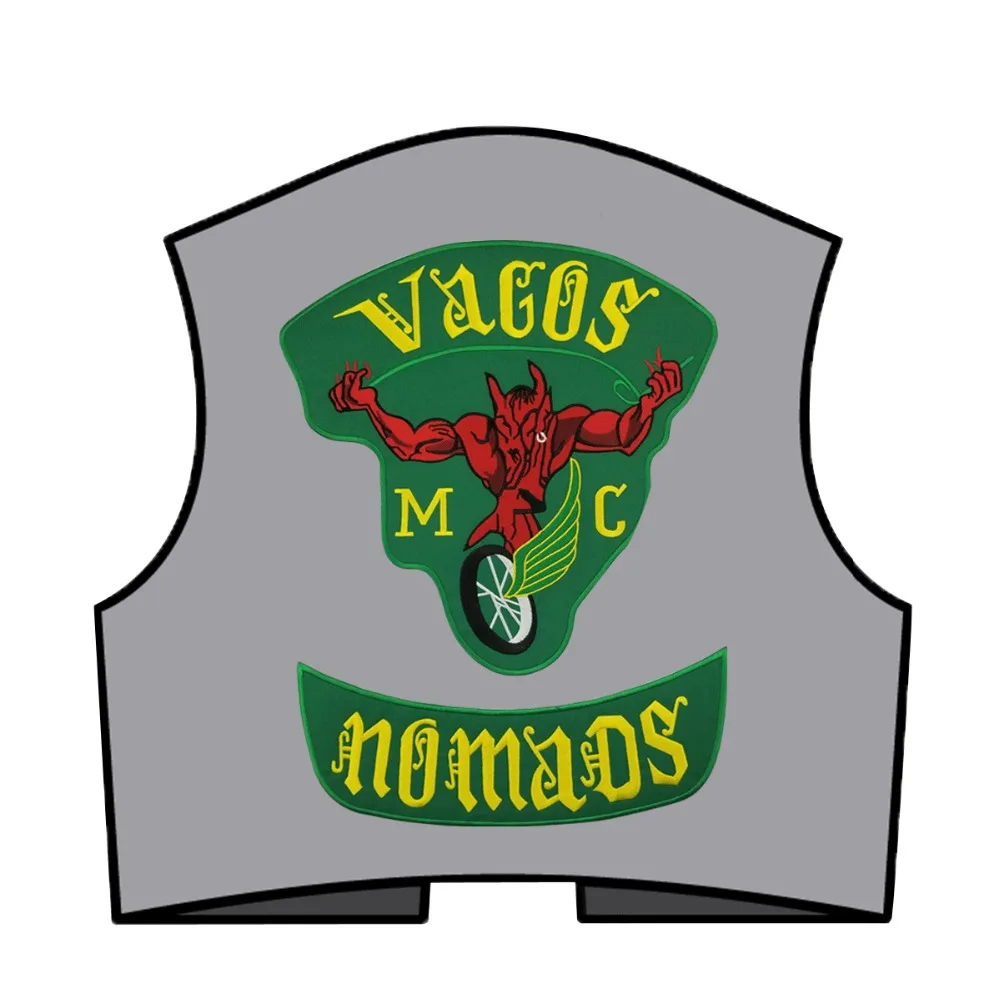 Vagos MC патч Nomad Байкер 1% вышитые нашивки Набор Мотоцикл свободный всадник полная спина пользовательские значки для куртки большой размер эмблема
