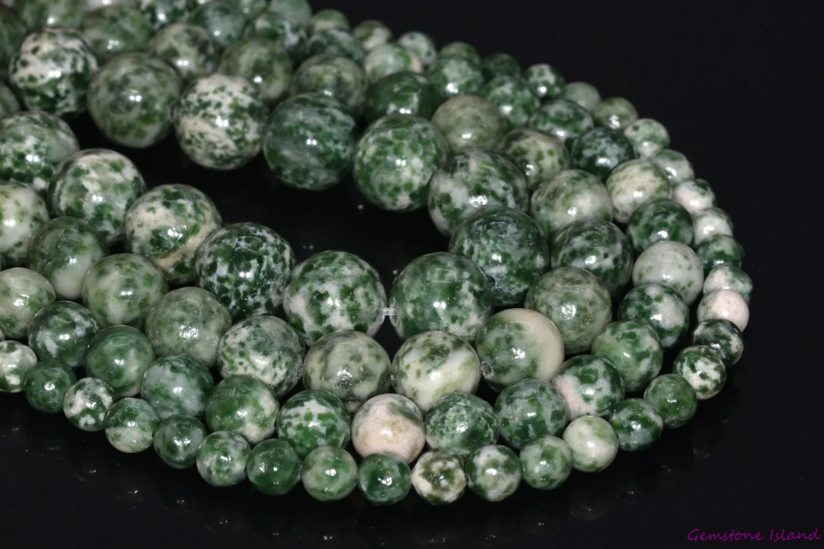 

GemIsland, зеленый и белый зеленый далмационный яшпер, натуральный драгоценный камень, свободные бусины круглой формы 6/8/10/12 мм для изготовления ювелирных изделий