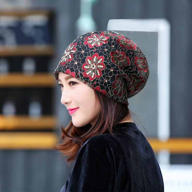 Весенняя и Осенняя шапочка-бини шапки для женщин кепка skullies casquette feminino Цветочная