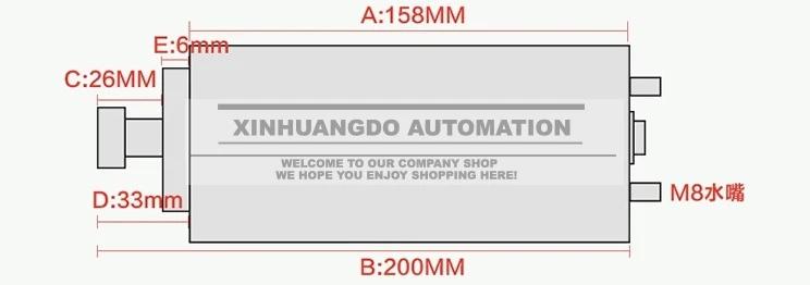 

220VAC 0.8KW WATER-COOLED SPINDLE MOTOR ENGRAVING MILLING GRIND 65x158mm