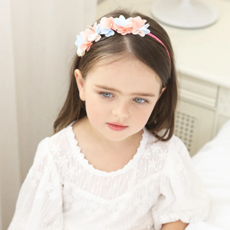 Новая Элегантная повязка для волос принцессы розовый бант с цветами стразы на