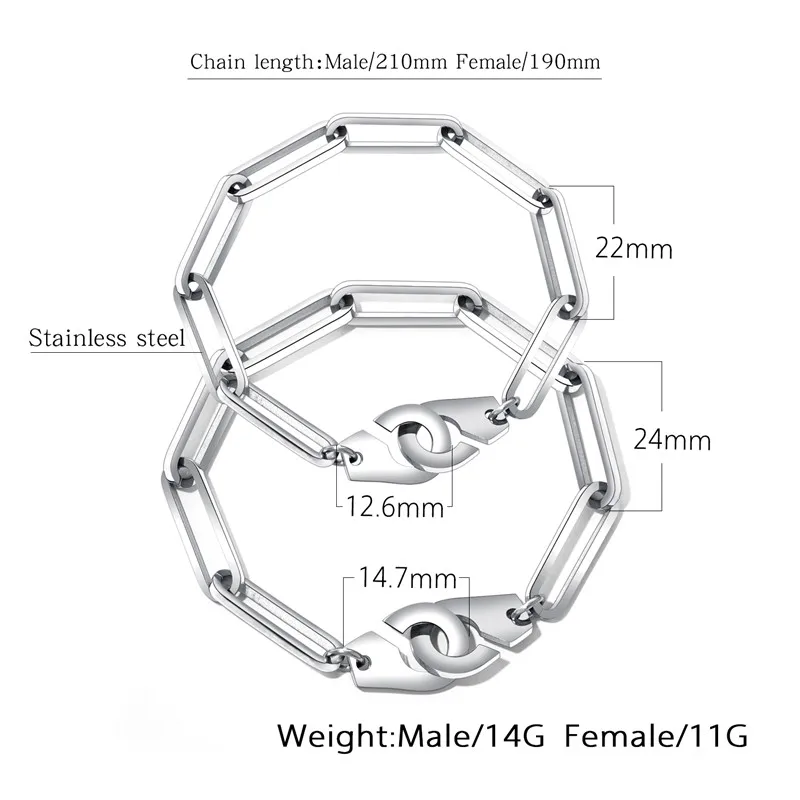 Простой браслет пары Браслеты Персонализированные Любители Металл Наручники