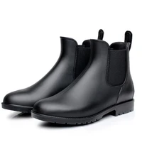 2019 men rubber rain boots fashion black chelsea boots casual lovers botas slip on waterproof ankle boots moccasins 35 43 no 178