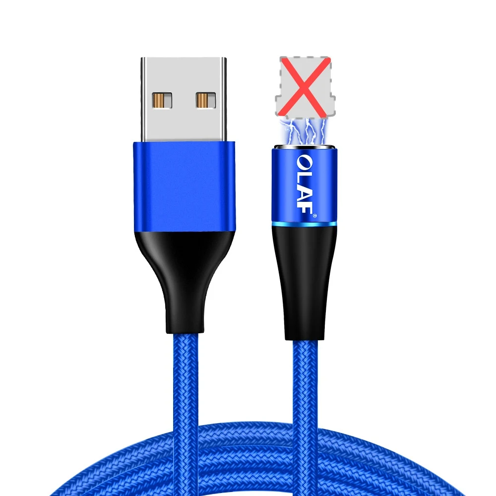 Only Blue Cable Олаф 3а Быстрая зарядка Магнитный Micro USB Type C кабель зарядное устройство для iPhone 6 7 8 Plus X XR XS Max зарядки мобильного телефона USBC шнур - Цвет: Only Blue Cable