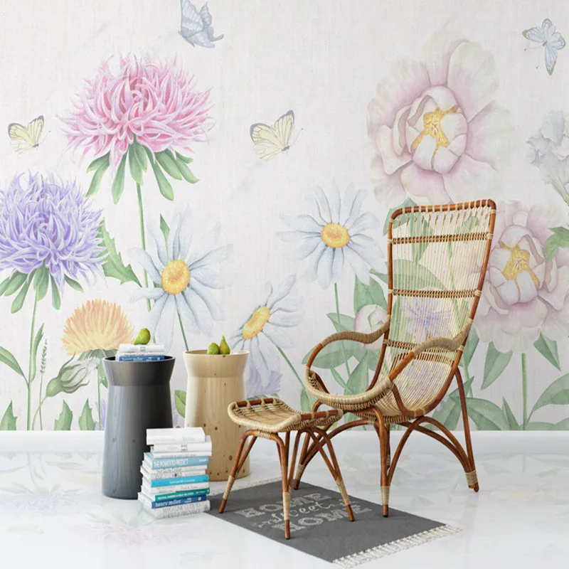 Скандинавские цветы обои для стен 3D настенные фрески фото ручная роспись листья