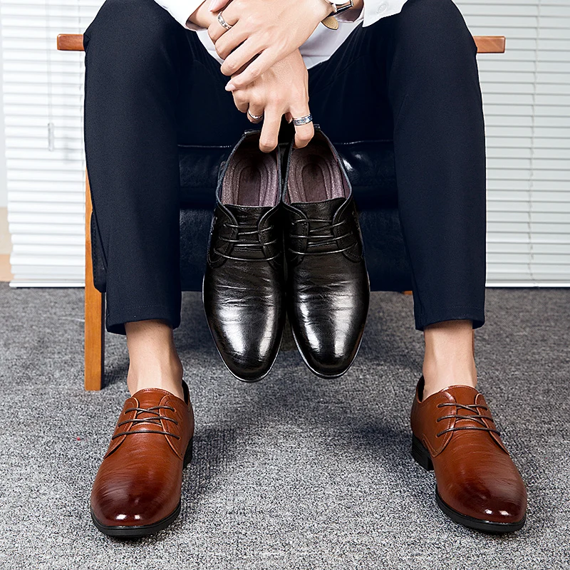 Новые оксфорды деловые туфли из натуральной кожи для Для мужчин модные