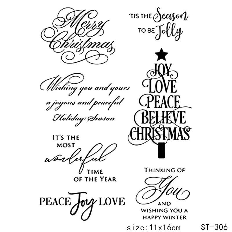 

ZhuoAng Graceful Handwriting Christmas Tree Clear Stamps For DIY Scrapbooking/Card Making/Album Decorative Silicon Stamp Crafts