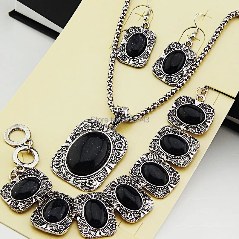 Комплект женских ювелирных украшений браслет и ожерелье серебро 3 шт. | Украшения