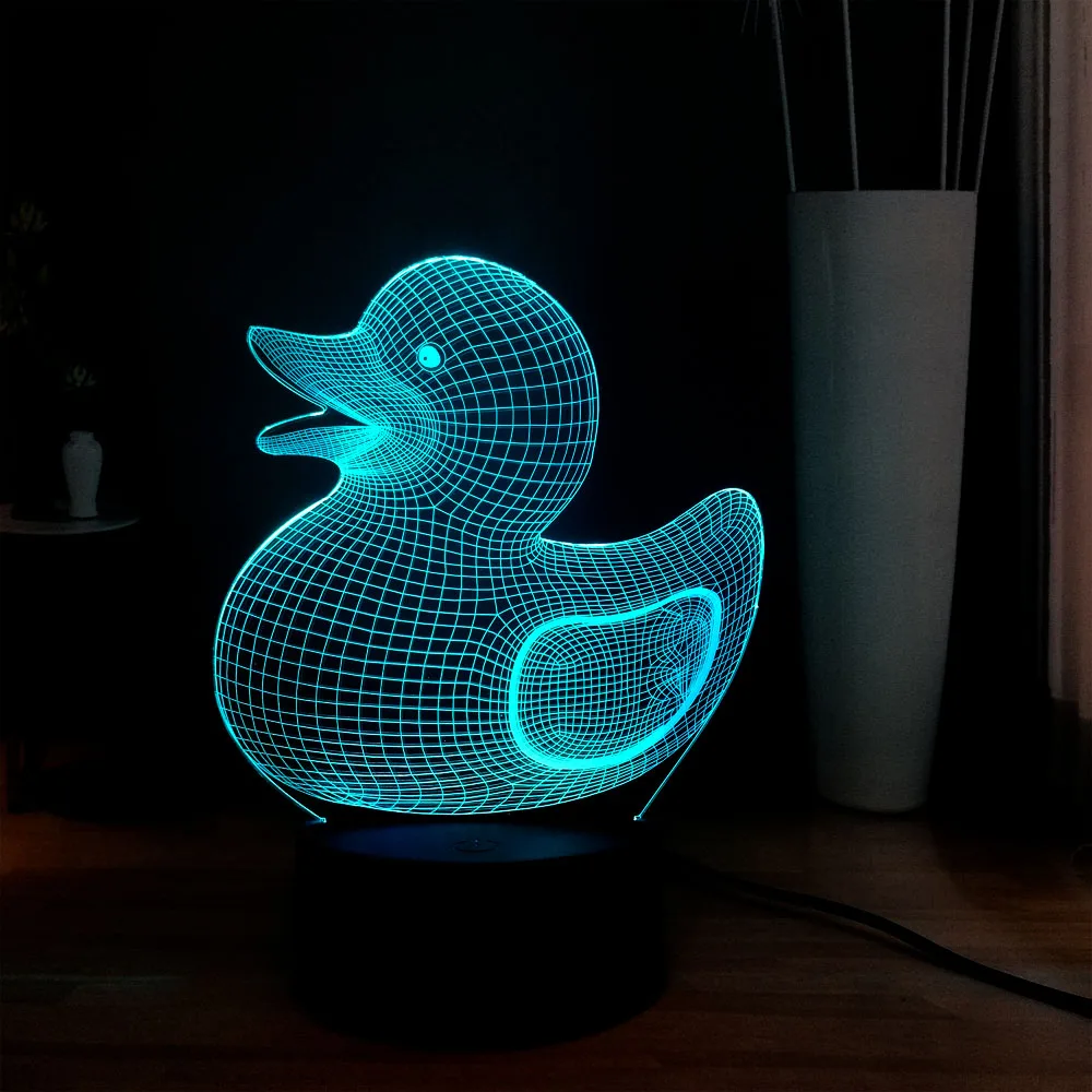 Милые 3D Животные Милая утка 7 цветов новые украшения настольная лампа Детские