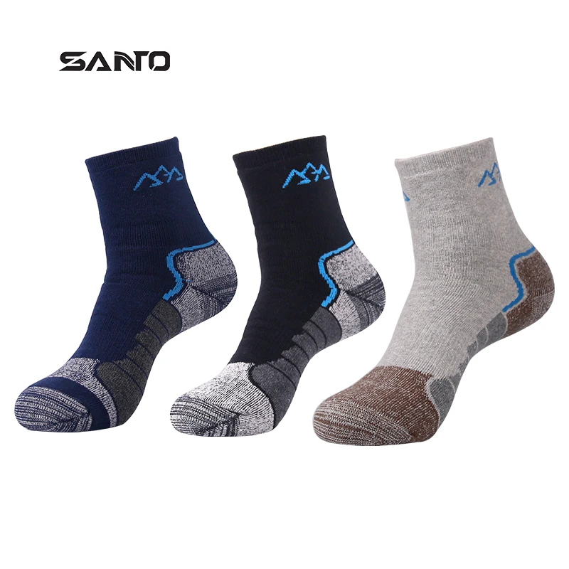 

SANTO 3 Pairs Thick S014 Men Thick Socks Deodorant Fabrics Comfy Sports Foot Wear Cycling Workout Camping Hiking