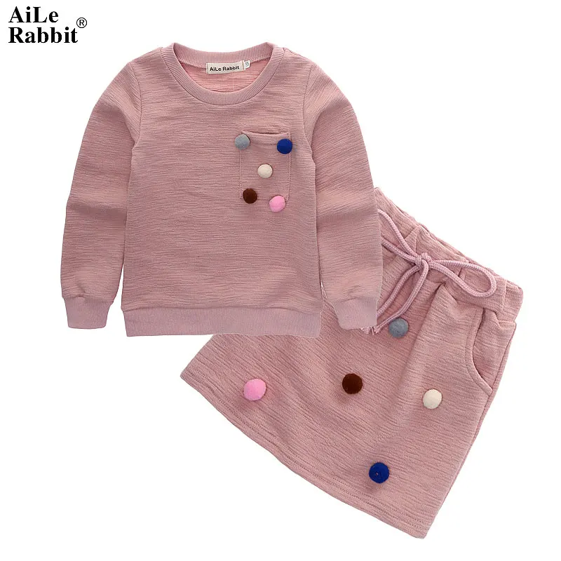 Комплект одежды для девочек AiLe Rabbit модная рубашка с длинными рукавами и юбка 2