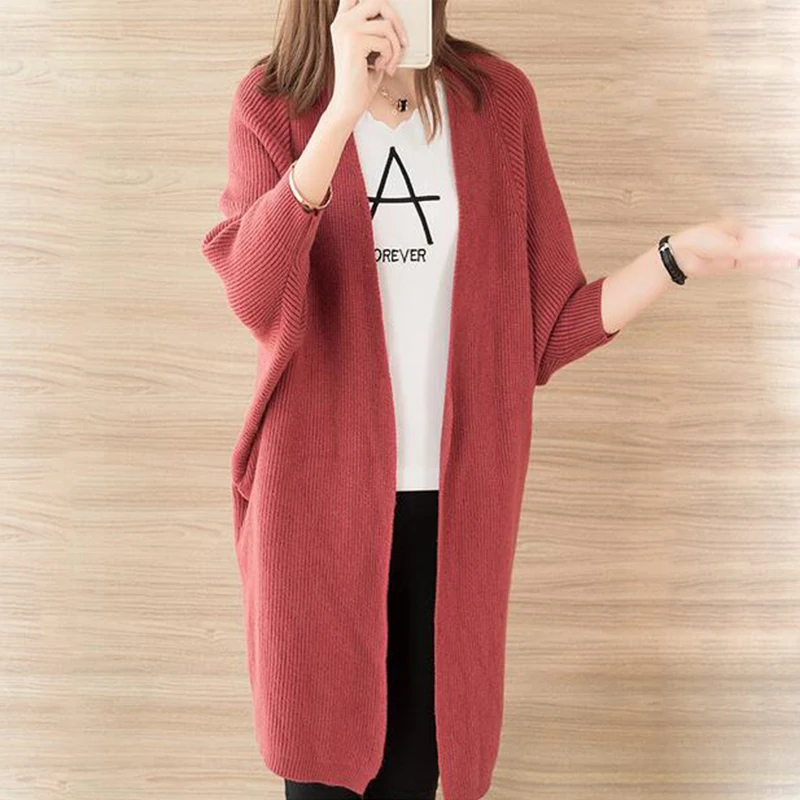 2017 autumn Winter Long Sweater Coat for Women Formal Cardigans loose Sweaters Oversized Batwing Sleeve Knitted coats |
