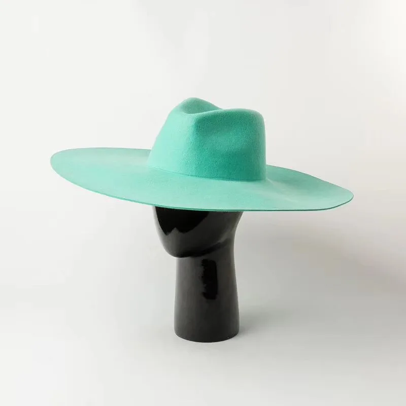 01908-HH8157 специальная зеленая шерстяная однотонная Шляпа Fedora для мужчин и женщин для отдыха Панама джазовая, шляпа
