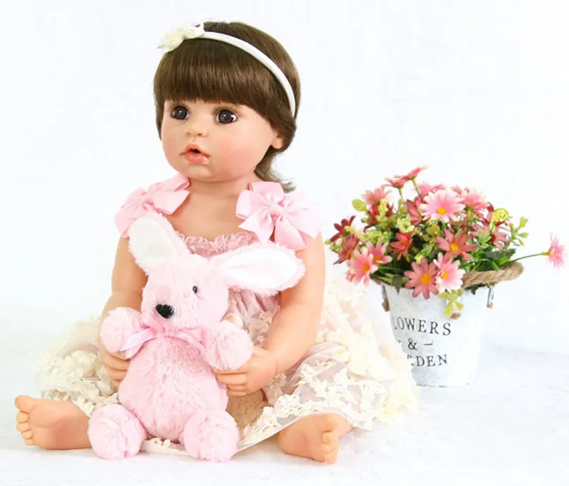BZDOLL Full Silicone Reborn Baby Doll for Girl Boneca 55cm Vinyl Princess Alive Bebe Newborn Babies Fashion Birthday Gift | Игрушки и