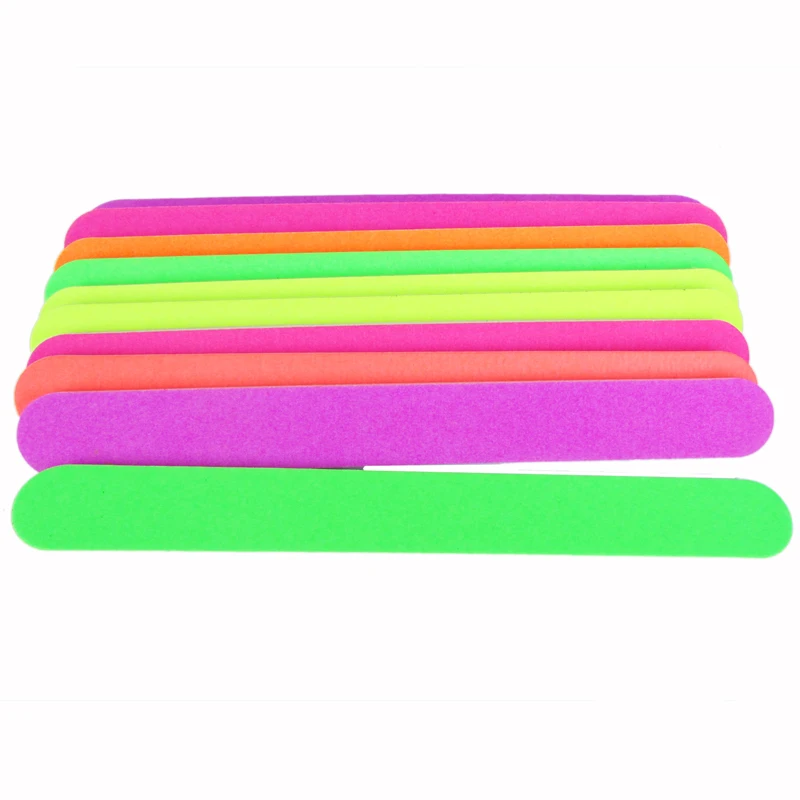 10 шт. цветная пилка для ногтей 100/180 наждачная бумага полирования губка неоновый