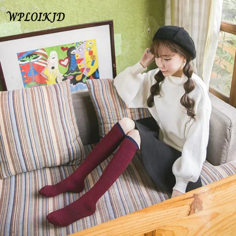 

[WPLOIKJD]Japan Harajuku 1 Pair Long Warmer Creative Heap Heap Socks Women Solid Meias College Style Calcetines Mujer