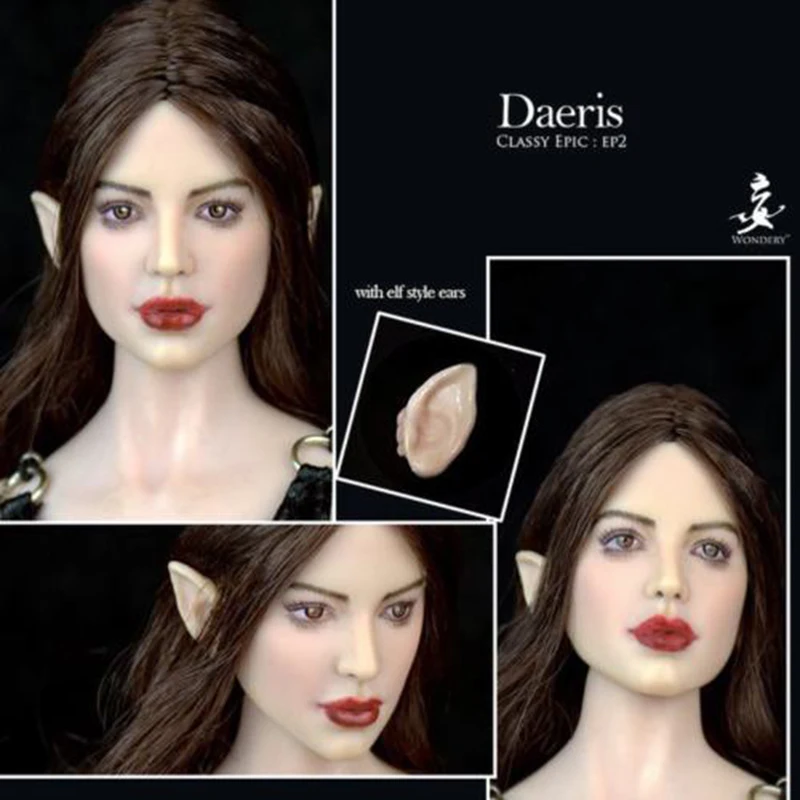 

WONDERY 1/6 Scale Ep02 Daeris Ava Head Carved Europe Girl Head sculpt Model WIth Removable Ears for Pale PH Seamless body