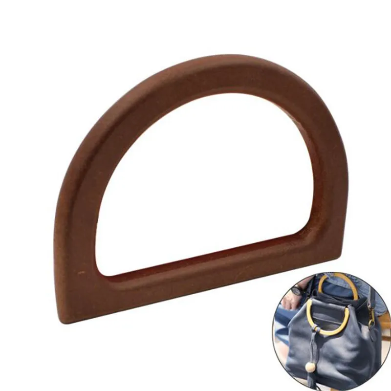 

New High Quality Frame Bag Accessories For Women Wooden Handle D Shape Replacement DIY Handbag Purse