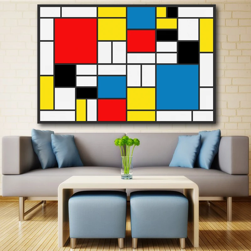 Абстрактные квадраты композиция от Piet Cornelies Mondrian Giclee плакат живопись на холсте
