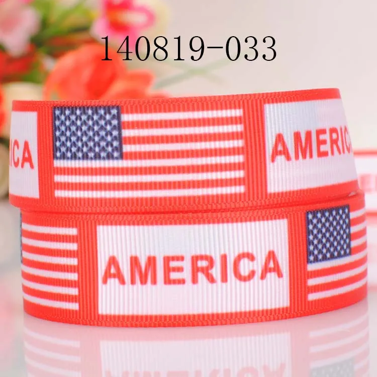 

NEW 50 yards America flag pattern printed grosgrain ribbon free shipping