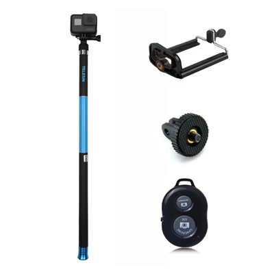 TELESIN 10" Селфи-палка для телефона android GoPro Hero Xiaomi YI 4K SJCAM EKEN выдвижной ручной монопод из углеродного волокна